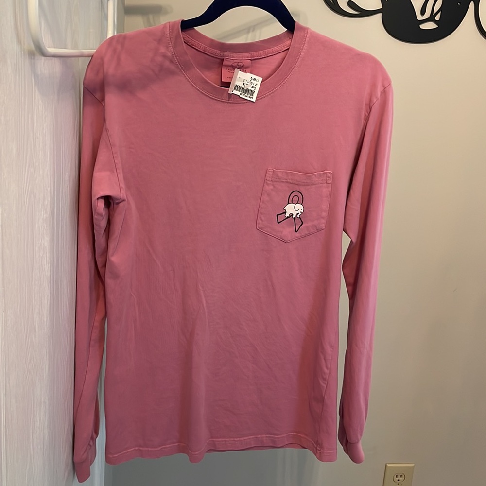 NWOT, Women’s Ivory Ella breast cancer awareness long sleeve tee, Small, cotton